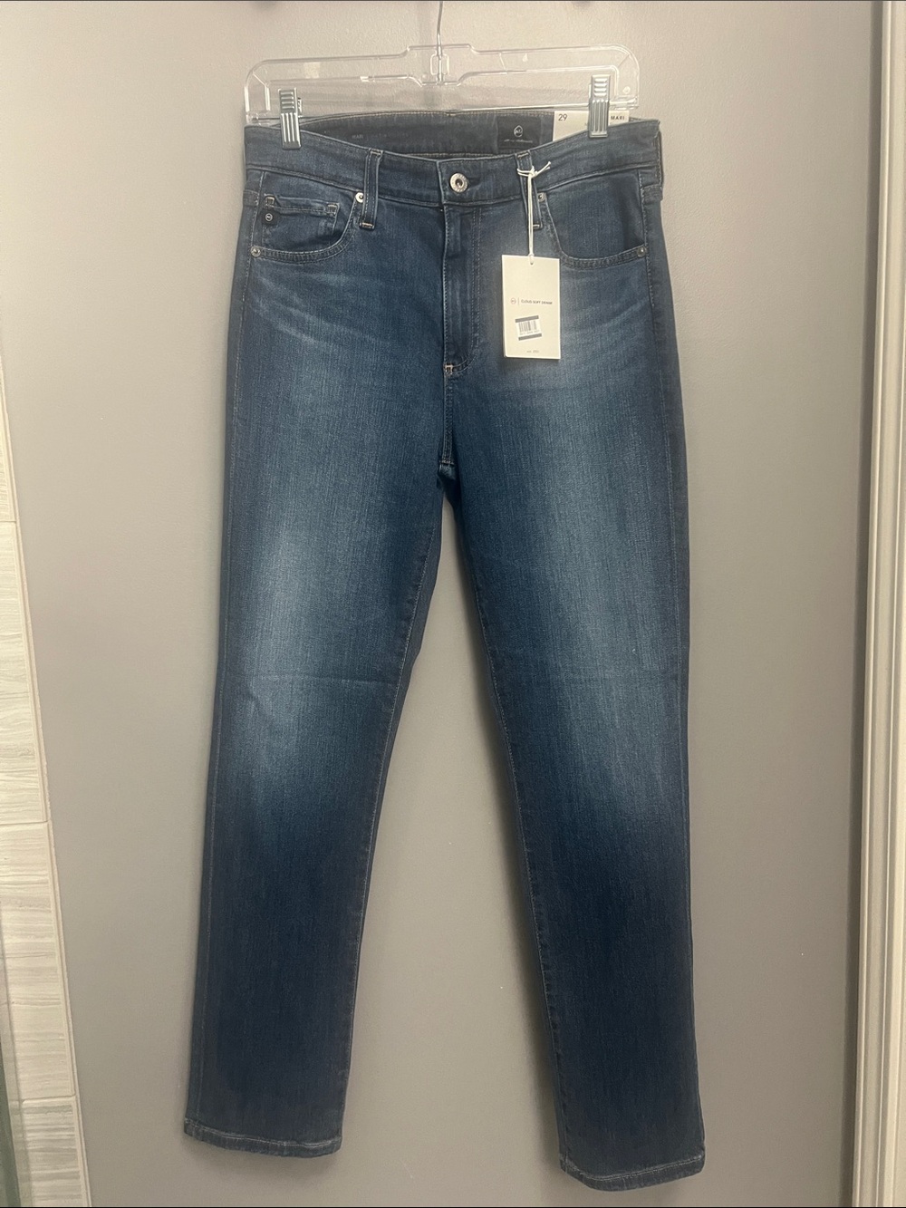 AG Adriano Goldschmied Mari Women's Midwash Blue Straight-Leg Jeans